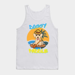 Cute golden retriever doing the doggy paddle on a boat Tank Top